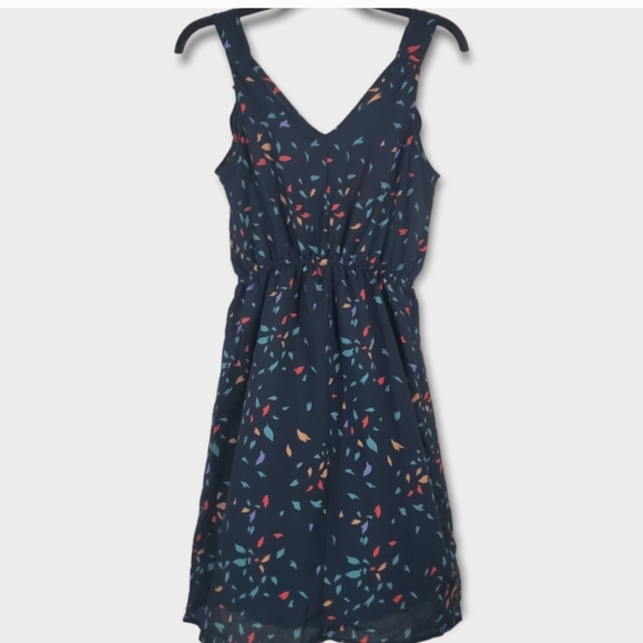 Massimo Navy Ruffle Sleeveless Dress Size Extra Small - Picture 2 of 5